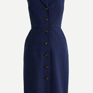 J Crew Blue Sleeveless Business Casual Blazer Dress Button Down - Size 0